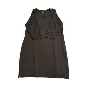 Lane Bryant Black Plus Size 22/24 Eyelet Sleeve Knit Dress Nylon Rayon Blend